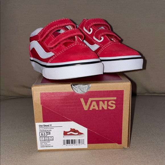 Vans Kids Red Sneakers with Velcro Straps - Picture 2 of 4